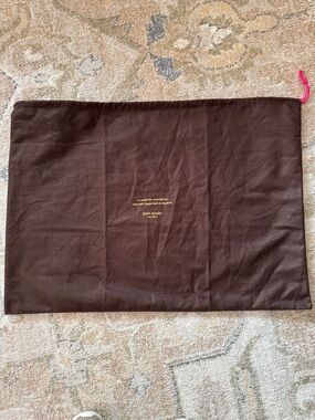 kate spade XL Brown Drawstring Dust Bag with Gold Logo and Pink Pull